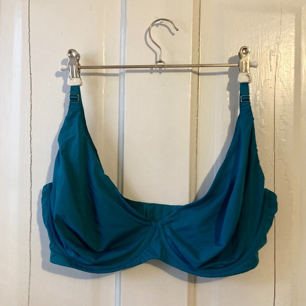 Deja Day 36G Second Skin Teal Recycled Plunge Bra 36DDDD